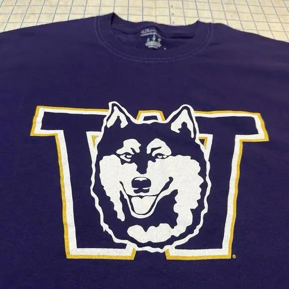 UW Washington Huskies Purple 80’s Wolf T-Shirt Men’s Size Large Y2K VTG Champion - Picture 3 of 13